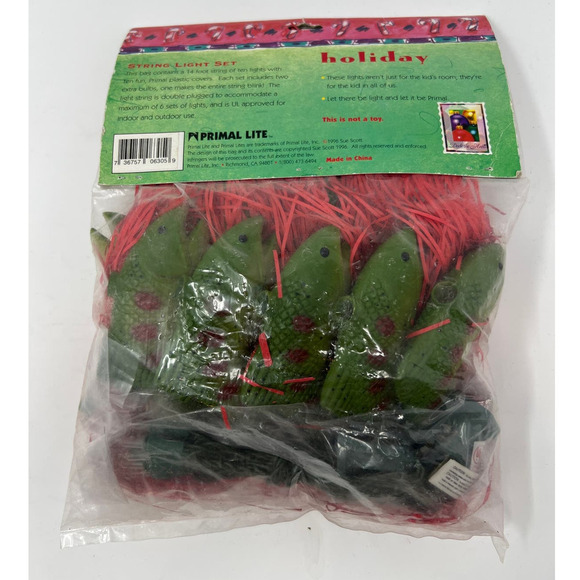 Vintage 1996 Primal Lite Mess-O-Trout Light Set 10 Trout Patio Lights Holiday - Picture 2 of 5